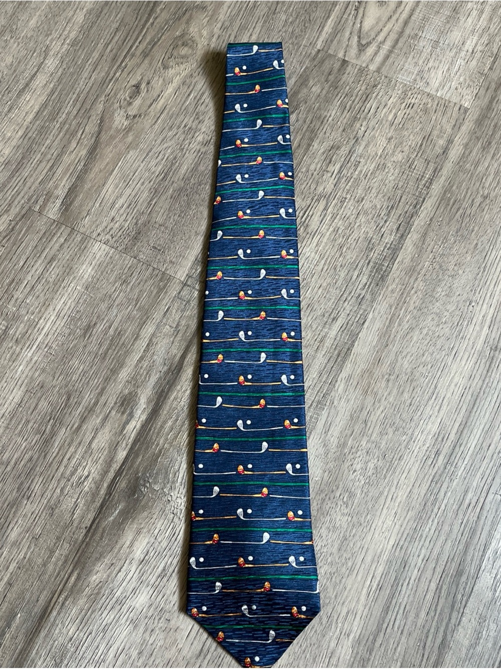 Men's Navy Golf Patterned Silk Tie in Navy